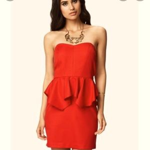 Forever 21 coral strapless peplum dress